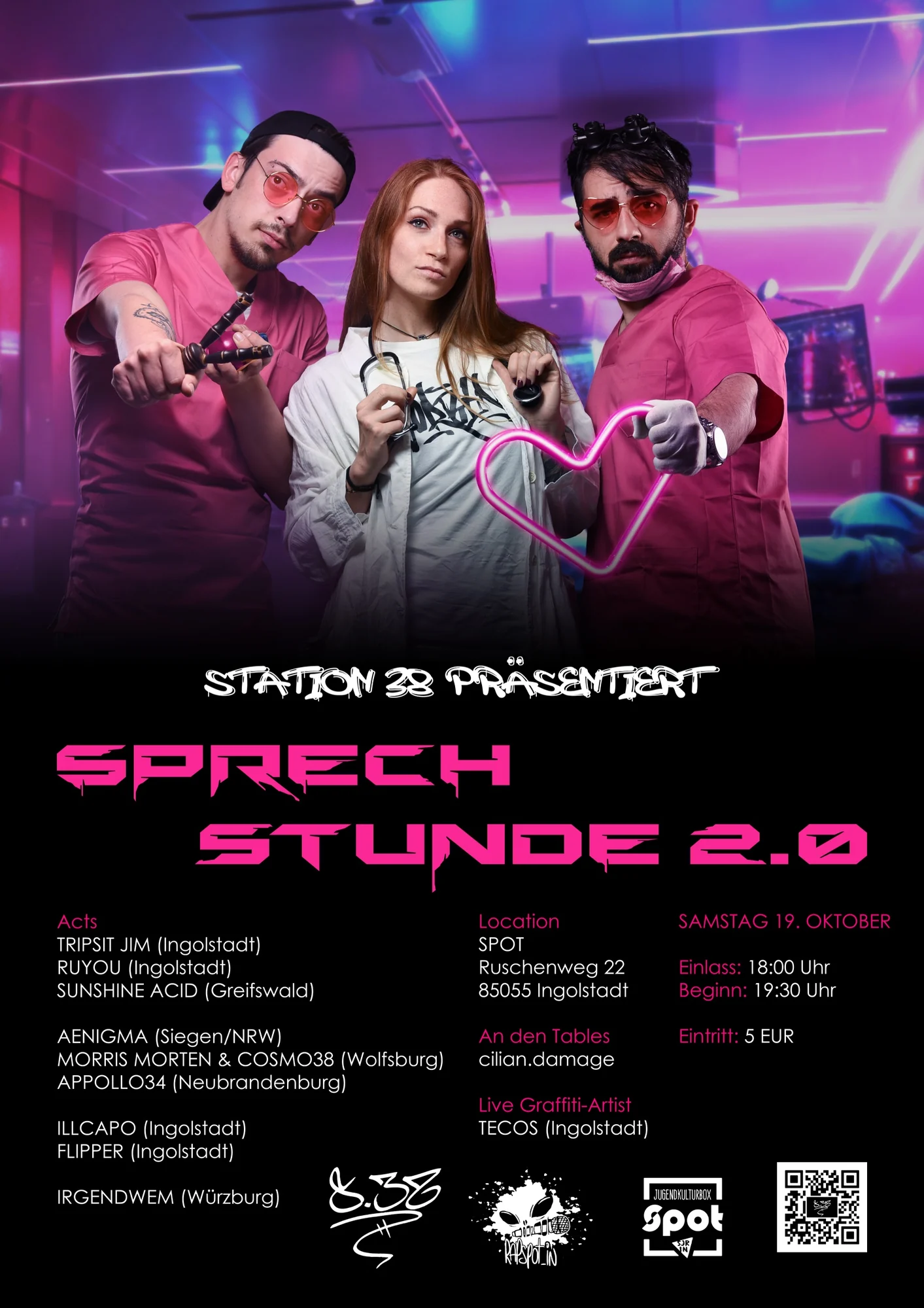 Poster Sprechstunde 2.0, Station 38 präsentiert: Samstag 19. Oktober im SPOT Ingolstadt