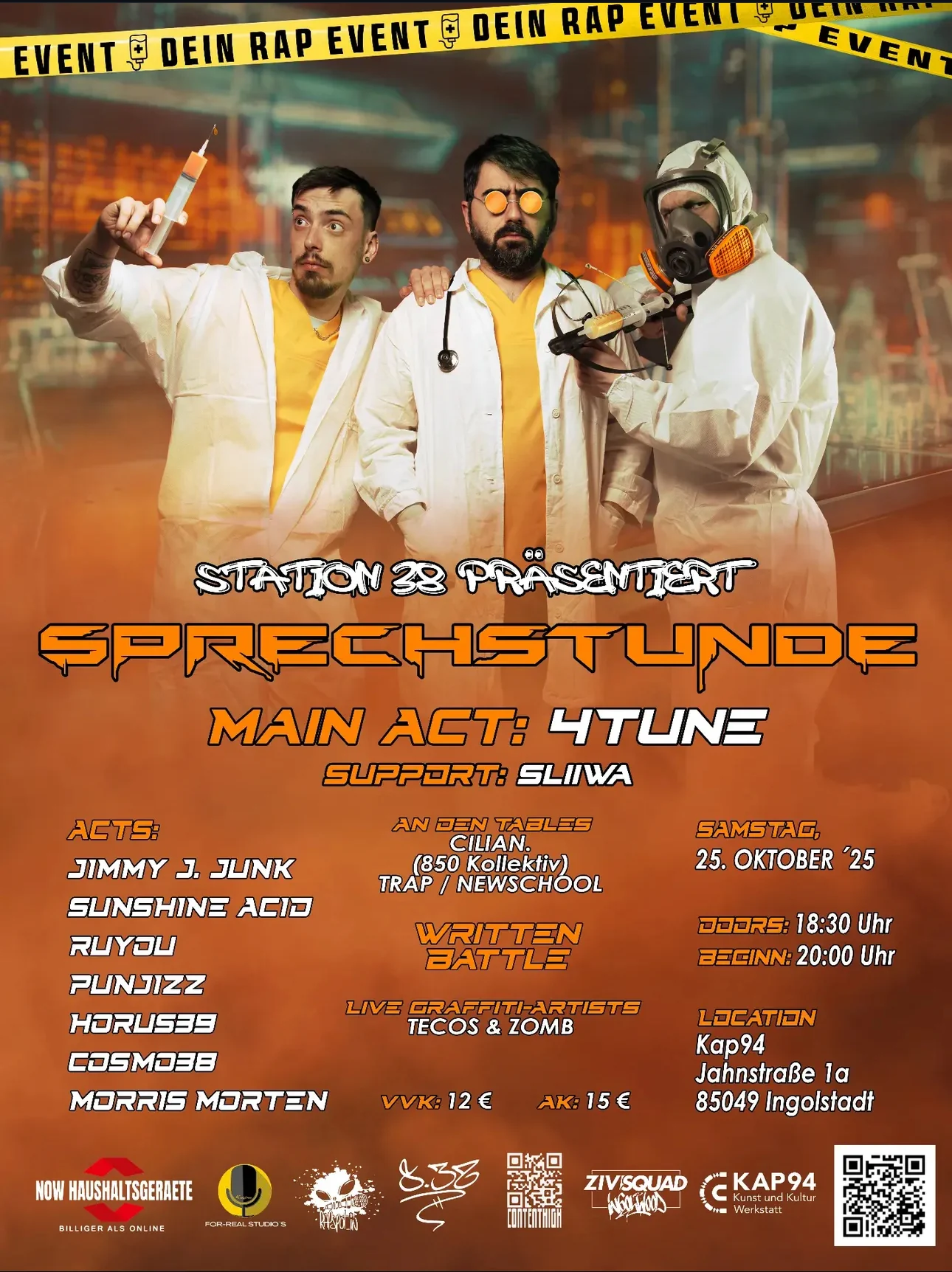 Poster Sprechstunde, Station 38 präsentiert: Main Act 4Tune, Samstag 25. Oktober 2025, Kap94 Ingolstadt